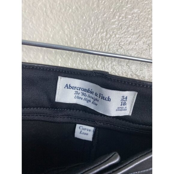 Abercrombie & Fitch The 90s Straight High Rise faux Leather Pants Plus Size 34 - Picture 4 of 13